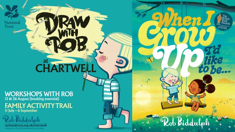 Draw with Rob at Chartwell workshops with Rob, family activity trail inspired by 'When I Grow Up I'd Like to Be...'